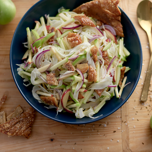 apple and fennel slaw with pork crackle