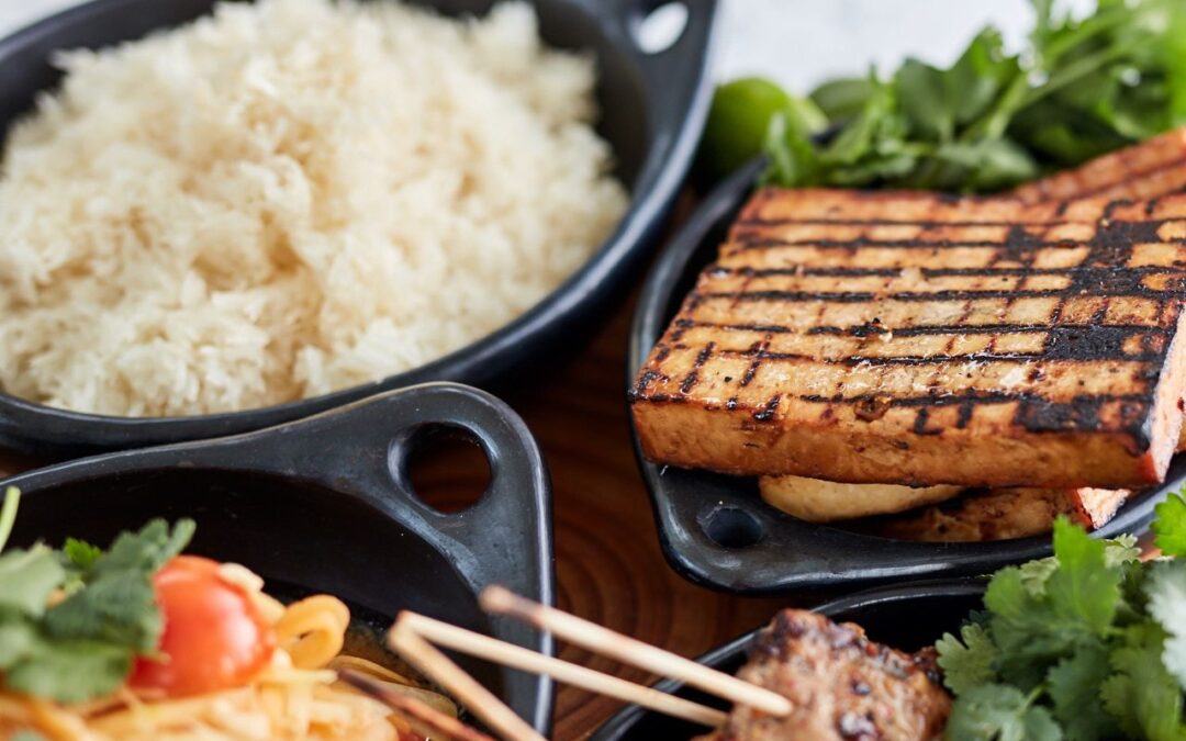 CHARGRILLED TOFU STEAKS WITH THAI STICKY RICE