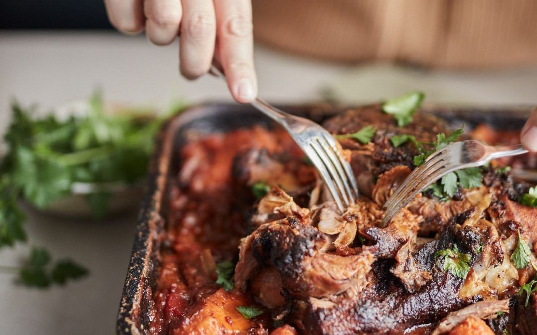SLOW COOKED LAMB WITH ORANGE AND DATES
